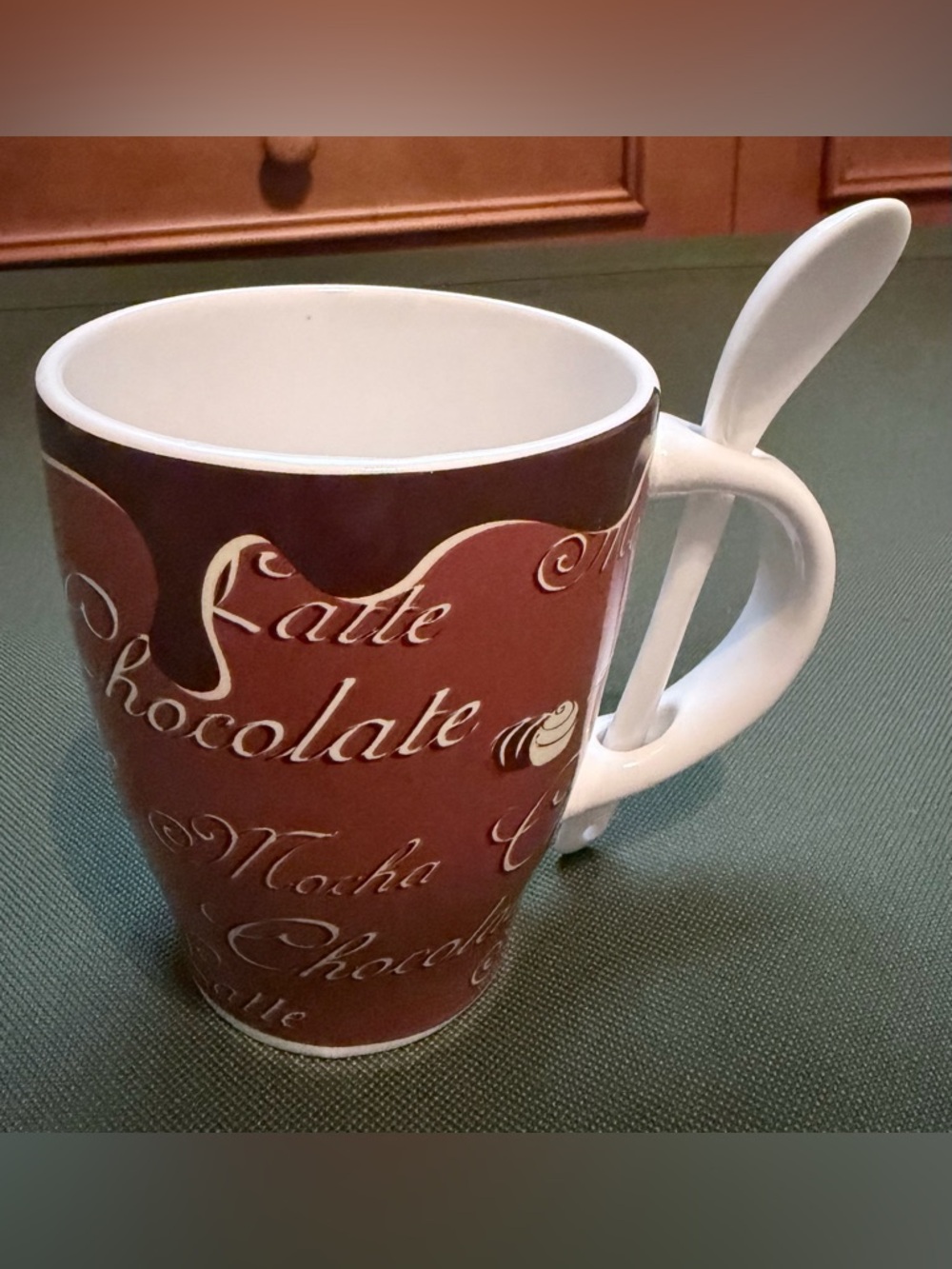 Brown Chocolate Mocha Ceramic Mug with Spoon